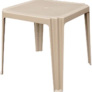 Tavolo rettangolare con ripiano in materiale plastico. Per uso esterno.