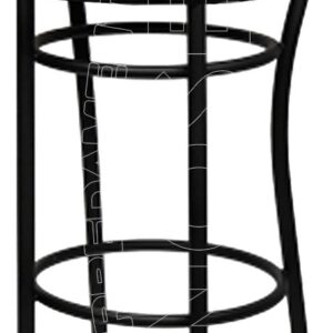 Sgabello con telaio interamente metallico in tubo tondo. Sedile ad incastro in plastica polipropilene motivo fintapaglia h74 Cm. Con spalliera.